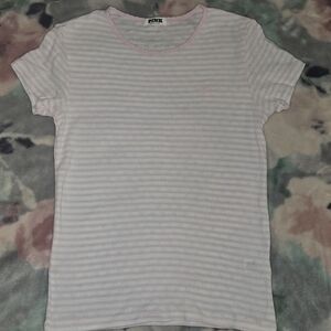 PINK Victoria's Secret Light Pink Striped Short Sleeve Tee
